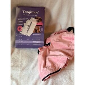 Tonqixope Inflatable Protective‎ Collar Pink Plush Comfortable Pet Cone Large